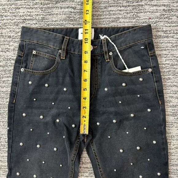 NWT Isabel Marant Pearl Bead Embellished Straight Leg Jeans Black Sz 36/ Small - Picture 11 of 16